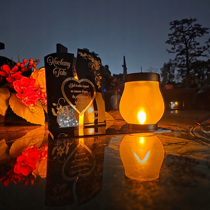 WIECZNY ZNICZ SOLARNY LED Statuetka dla TATY na Grób Wszystkich Świętych