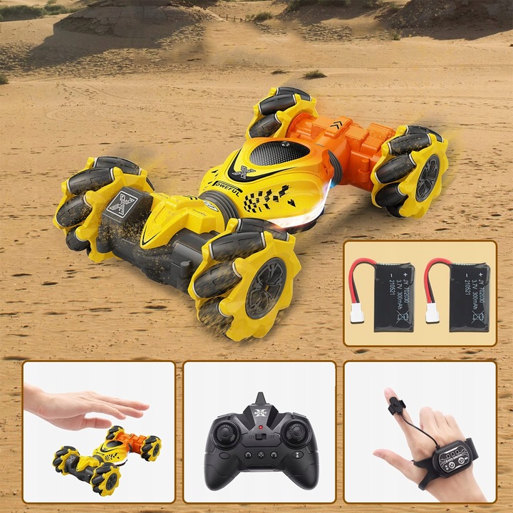 RC SAMOCHÓD KASKADERSKI ZE STEROWANIEM RĘCZNYM 2,4 GHZ OBRÓT O 360° + 2 AKU