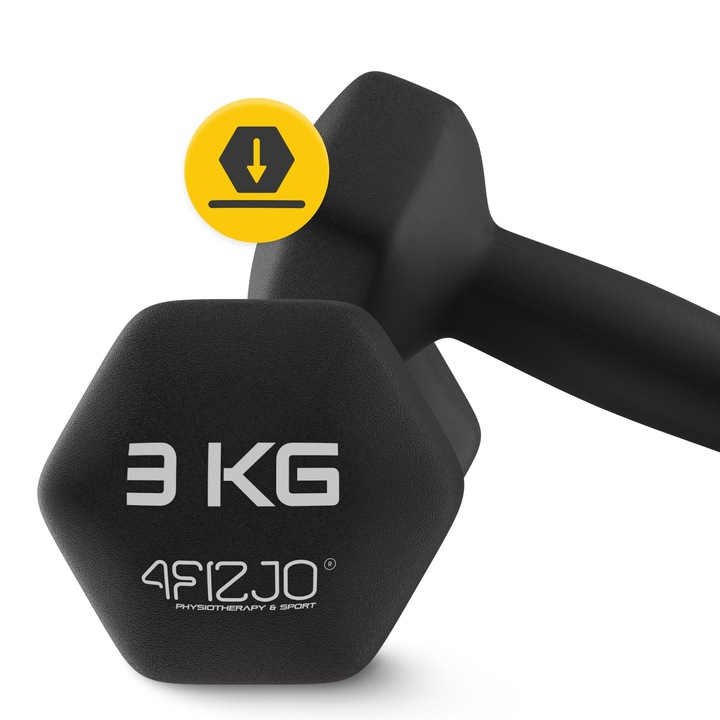 HANTLE CIĘŻARKI DO ĆWICZEŃ HANTELKI ŻELIWNE ANTYPOŚLIZGOWE ZESTAW 2x3 KG