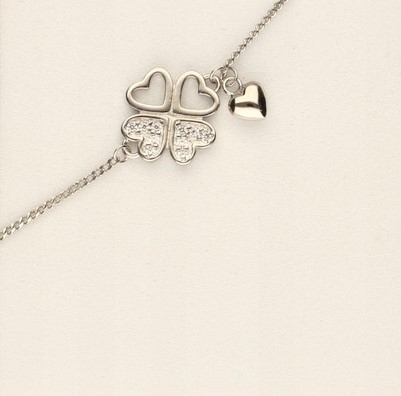 SREBRNA BRANSOLETKA DAMSKA KONICZYNKA SREBRO 925 NA WALENTYNKI ORYGINALNA