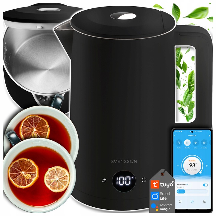 Czajnik Elektryczny SMART Wifi Regulacja Temperatury Aplikacja 1,7l Czarny