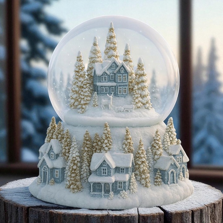 Śnieżna szklana Kula Z Pozytywką Świąteczna zimowe miasto dekoracja choinki