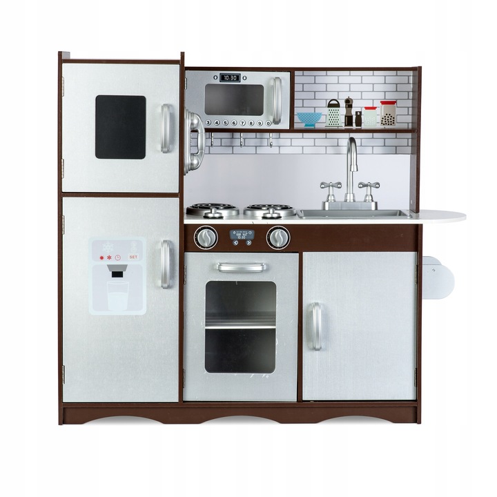 KUCHNIA DREWNIANA DLA DZIECI RETRO KUCHENKA DUŻA ŚWIATŁO LED + TABLICA