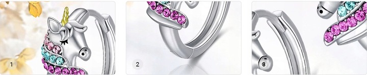 SREBRNE KOLCZYKI DLA DZIEWCZYNKI 925 JEDNOROŻCE ZATRZASK DZIECKA CÓRKI