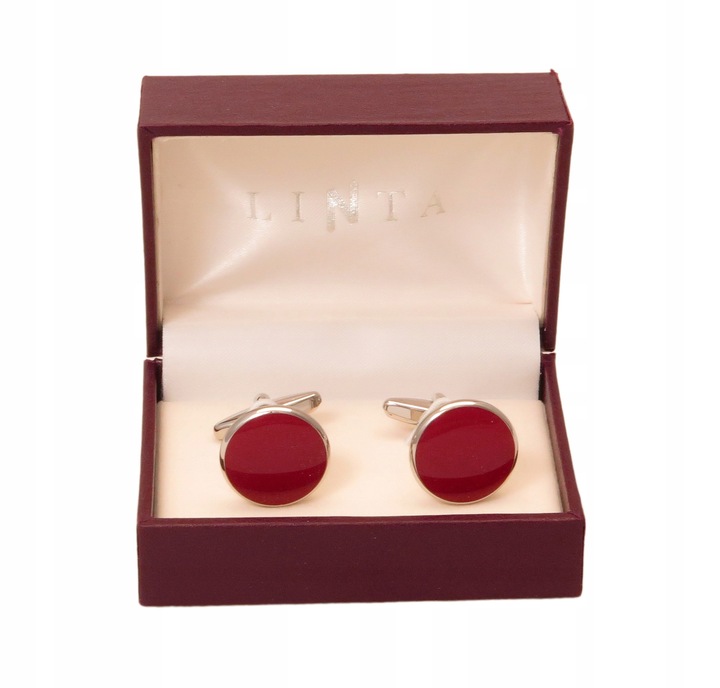 Czerwone spinki do mankietów koszuli - smokingowe L14