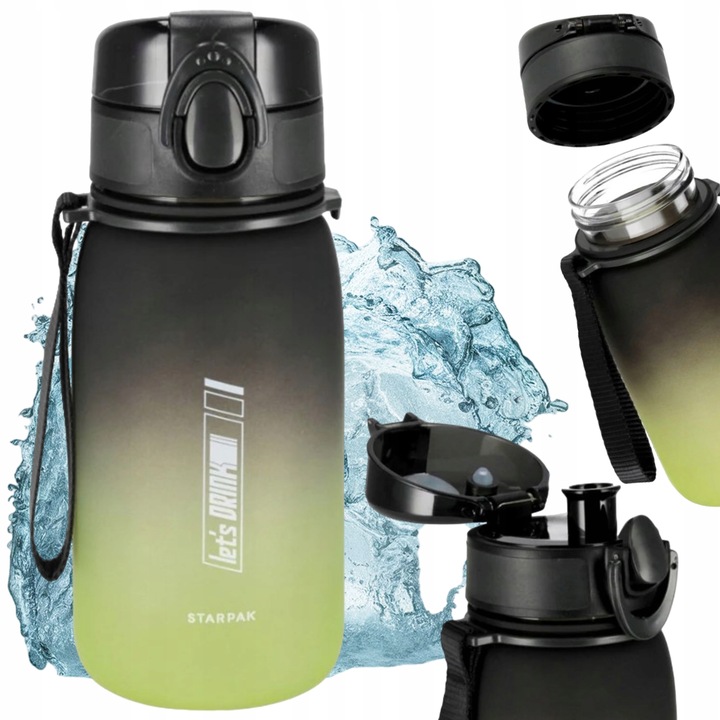 Bidon 400 ml butelka Starpak na wodę mocny lekki zielono - czarny pojemnik