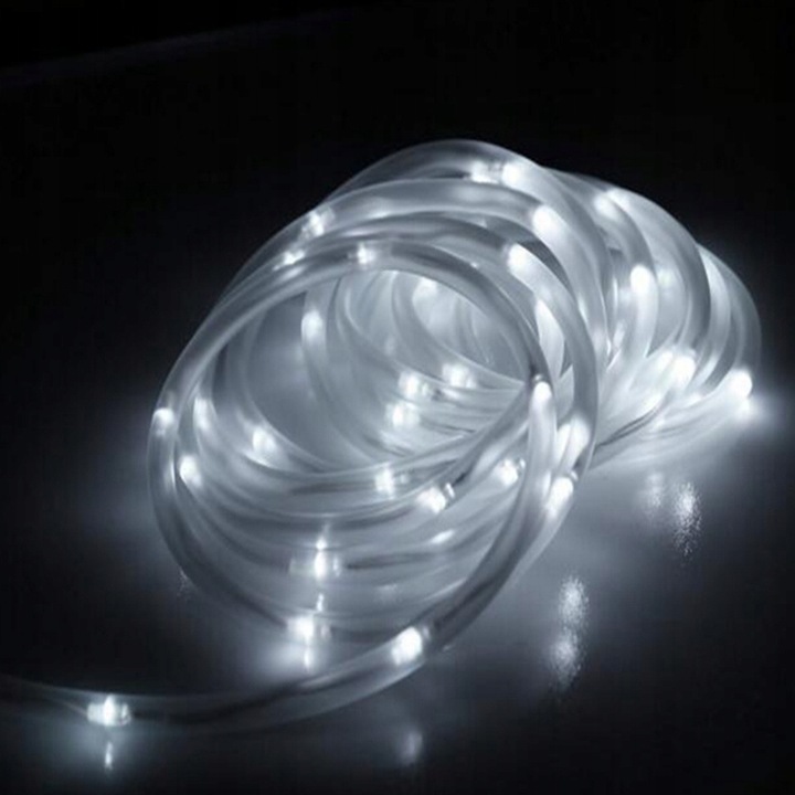 Lampki choinkowe na zewnątrz wąż na baterie z pilotem 12m - biały zimny