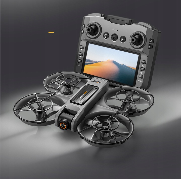 DRON KONTROLER Z LCD 2 kamery SILNIK BEZSZCZOTKOWY ZABAWKA 135G WIFI 3x AKU