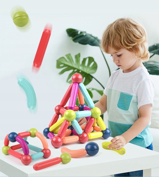KLOCKI MAGNETYCZNE KONSTRUKCYJNE EDUKACYJNE MAGNETIC STICKS DLA DZIECI 98EL