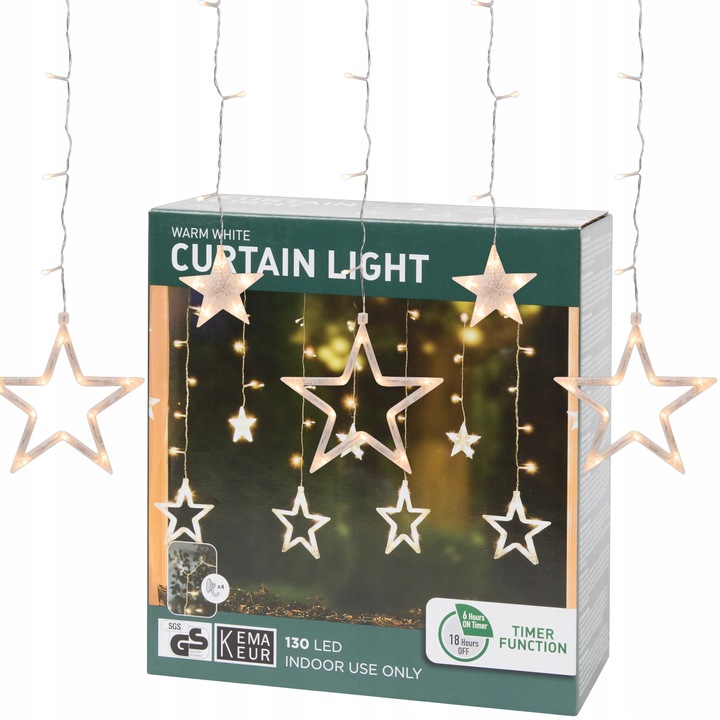 Kurtyna świetlna Lampki 2M gwiazdki 130LED światełka w okno oświetlenie