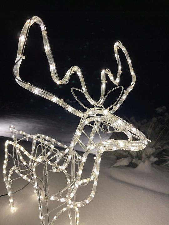 RENIFER ŚWIECĄCY LED DUŻY Z RUCHOMĄ GŁOWĄ BIAŁY CIEPŁY IP44 ZEWNĘTRZNY