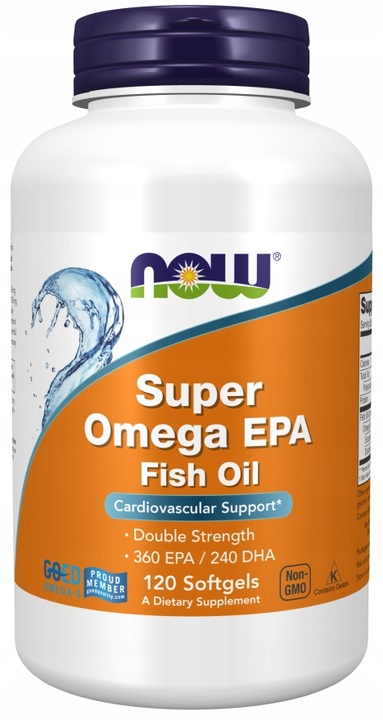 NOW Super Omega EPA DHA 1,2g KWASY OMEGA SERCE 120