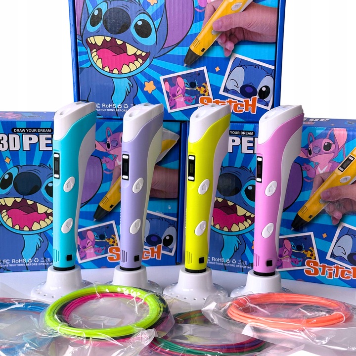 DŁUGOPIS 3D LILO I STICH ZESTAW PREZENT WKŁADY PEN DRUKARKA SZABLONY STITCH