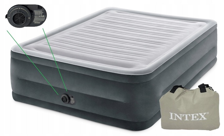 Łóżko Intex 64418 ND Materac Dmuchany 152x203x56cm Wbudowana Pompka