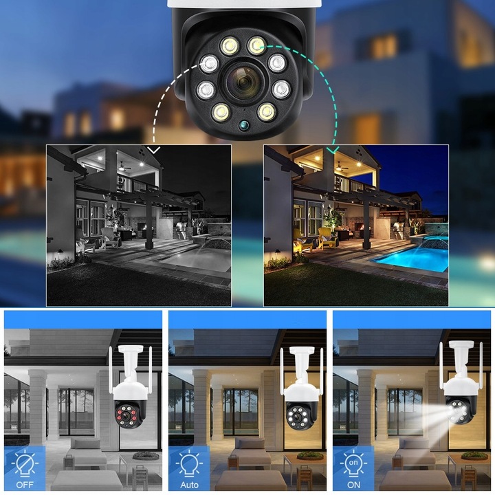 KAMERA ZEWNĘTRZNA OBROTOWA IP WiFi 4X ZOOM 4MPx 4MP DETEKCJA SMART HD ICSEE
