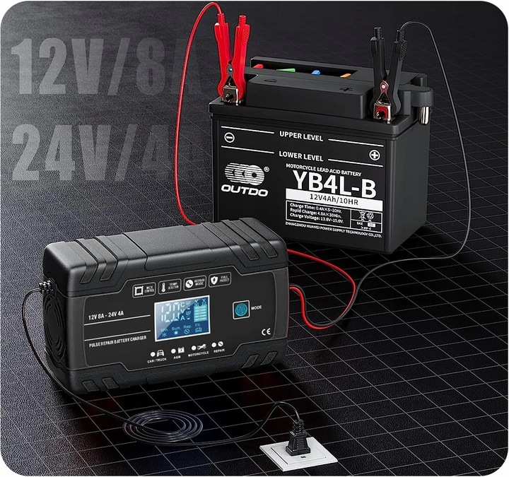 PROSTOWNIK AUTOMATYCZNY Z FUNCJĄ NAPRAWY 12V 24V LED ŁADOWARKA AKUMULATORÓW