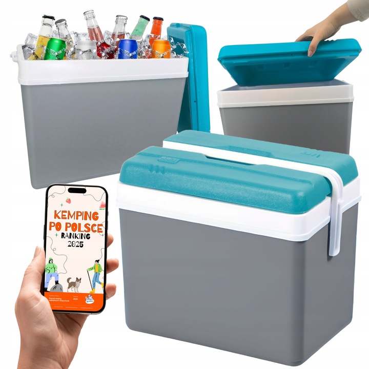 LODÓWKA TURYSTYCZNA 35L na WKŁADY MROŻĄCE do auta KAMPERA łodzi chłodząca