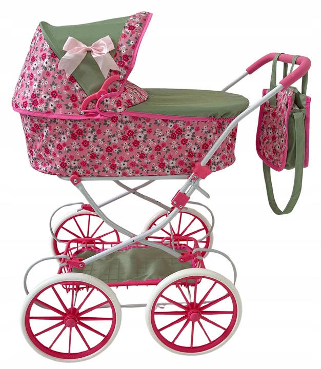 WÓZEK DLA LALEK RETRO GŁĘBOKI + TORBA