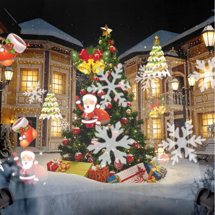 PROJEKTOR ŚWIĄTECZNY LED ŚNIEG NA PILOT LASEROWY REFLEKTOR RZUTNIK NA DOM