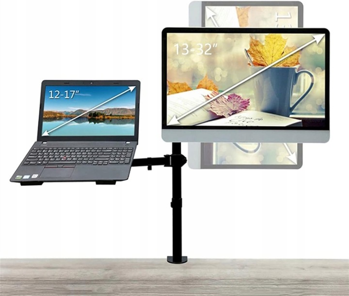 Uchwyt do monitora 10-32 i laptopa 12-17cali Biurkowy Regulowany