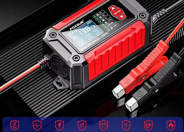 Prostownik Samochodowy do Akumulatorów 12V 6A AMG Tester Akumulatorów 2w1