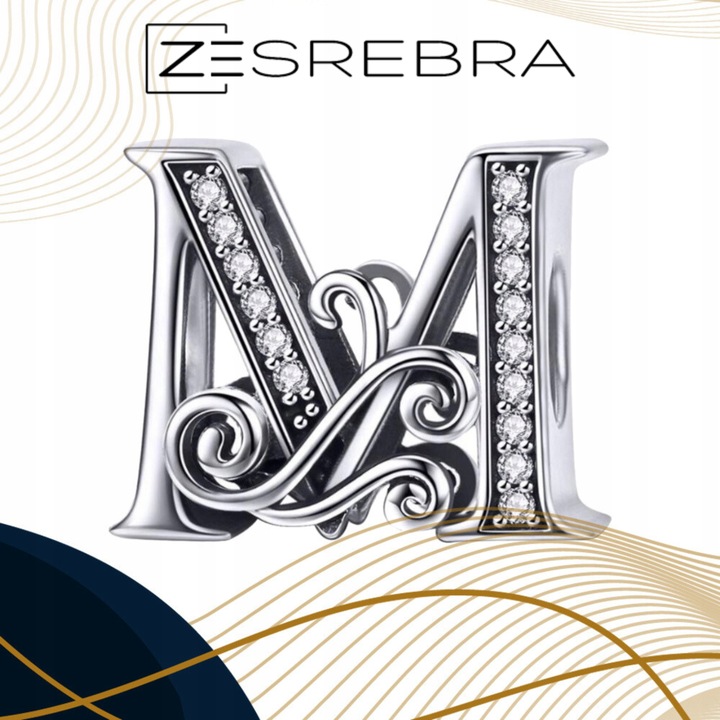 CHARMS LITERKA M srebro 925 litera srebrna koralik zawieszka charms pr S925