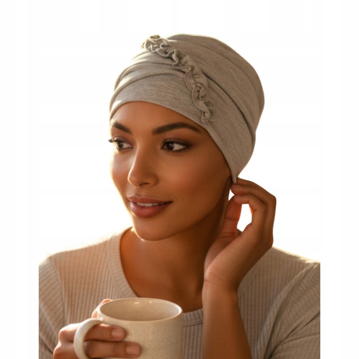 Turban damski KALINA szary z wiskozy sweterkowej także po chemioterapii