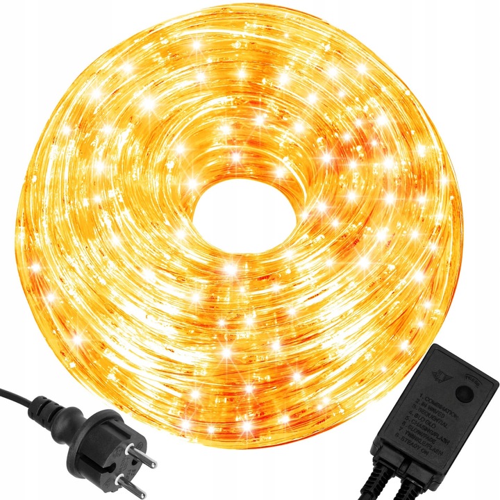 WĄŻ ŚWIETLNY ZEWNĘTRZNY 480 LED LAMPKI CHOINKOWE IP44 20m PROGRAMATOR BIAŁE