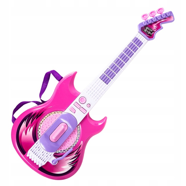 DUŻA GITARA ELEKTRYCZNA ZABAWKA MUZYCZNA DLA DZIECI MIKROFON +STATYW ZESTAW
