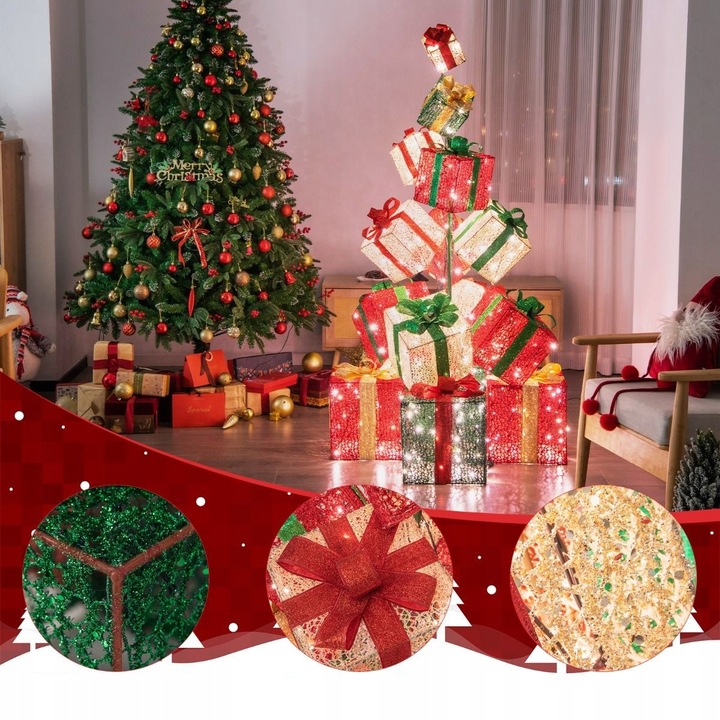 Dekoracje świąteczne LED Wieża z prezentów