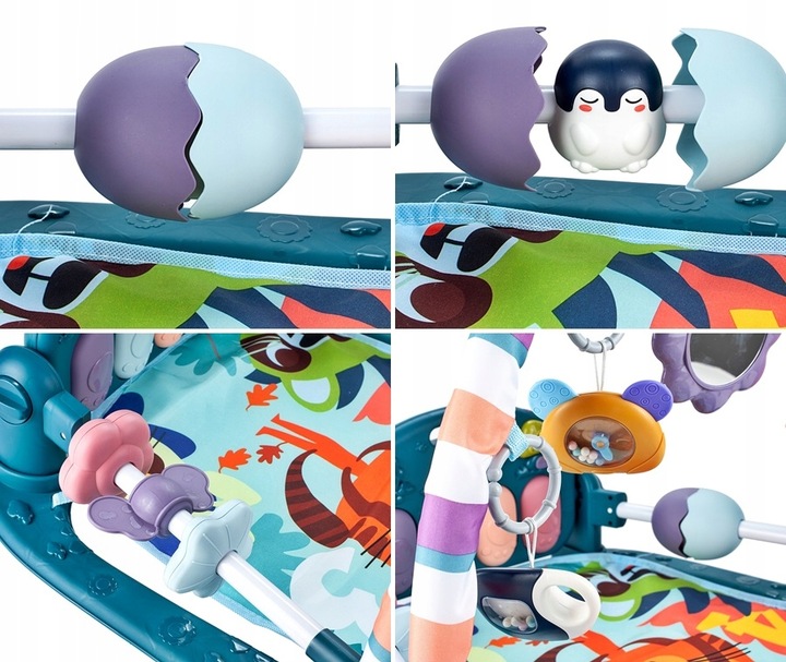 MATA EDUKACYJNA Z PIANINKIEM GRZECHOTKI GRYZAKI DLA NIEMOWLĄT DZIECI