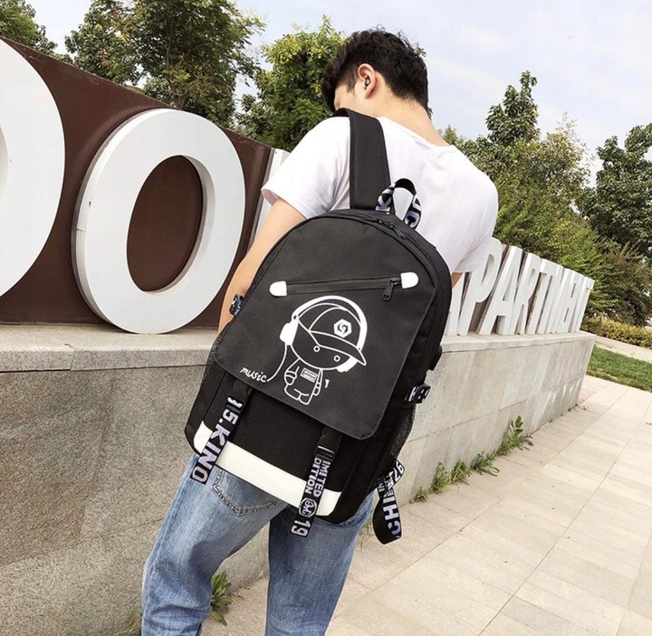 PLECAK SZKOLNY ŚWIECĄCY MŁODZIEŻOWY DUŻY A4 PIÓRNIK LISTONOSZKA SET3 USB