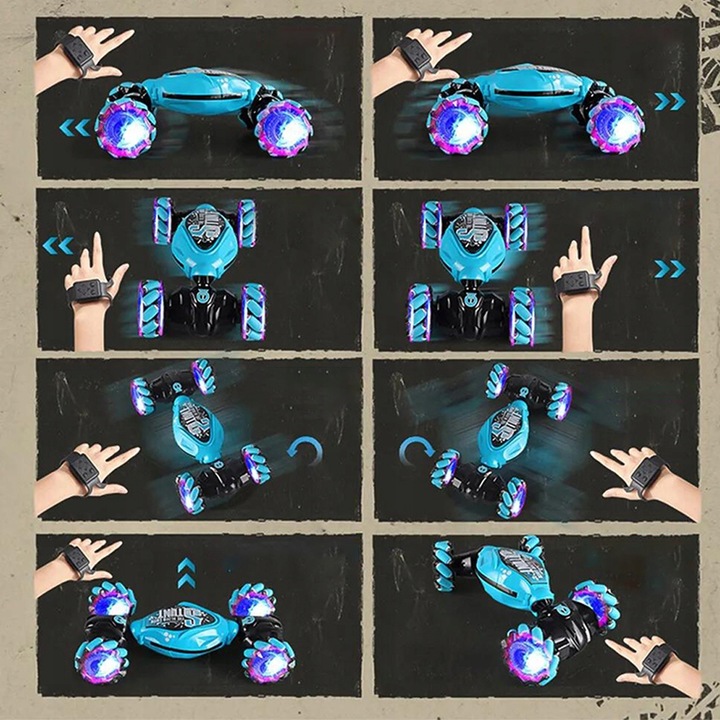 AUTO KASKADERSKIE SAMOCHÓD STEROWANY RĘKĄ GESTAMI +PILOT - AUTO 4X4 LED