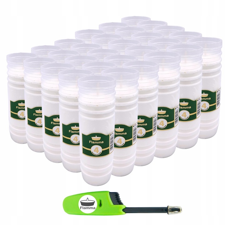 WKŁADY DO ZNICZY PARAFINOWE 4 DNI 96H 30 SZTUK ZNICZE + ZAPALNICZKA GRATIS