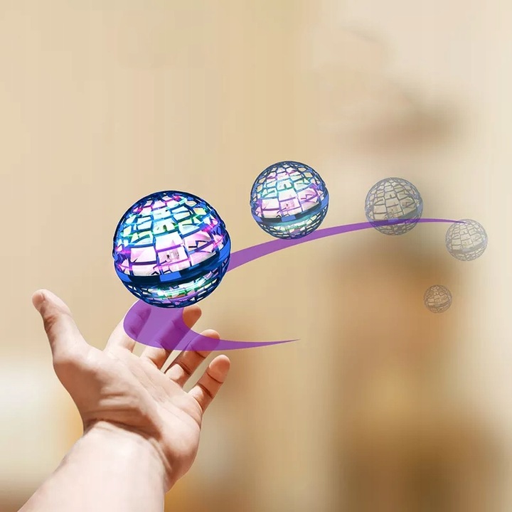LATAJĄCY DYSK UFO MINI DRON PIŁKA KULA ŚWIECĄCA LED FLYNOVA SPINNER KULA