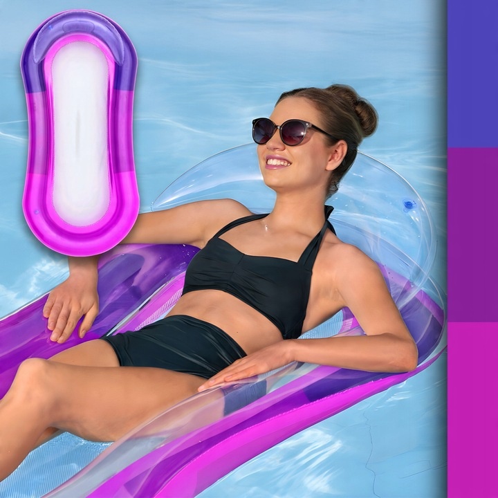 MATERAC DMUCHANY Z SIATKĄ DO PŁYWANIA LEŻAK PLAŻOWY NA BASEN HAMAK WODNY