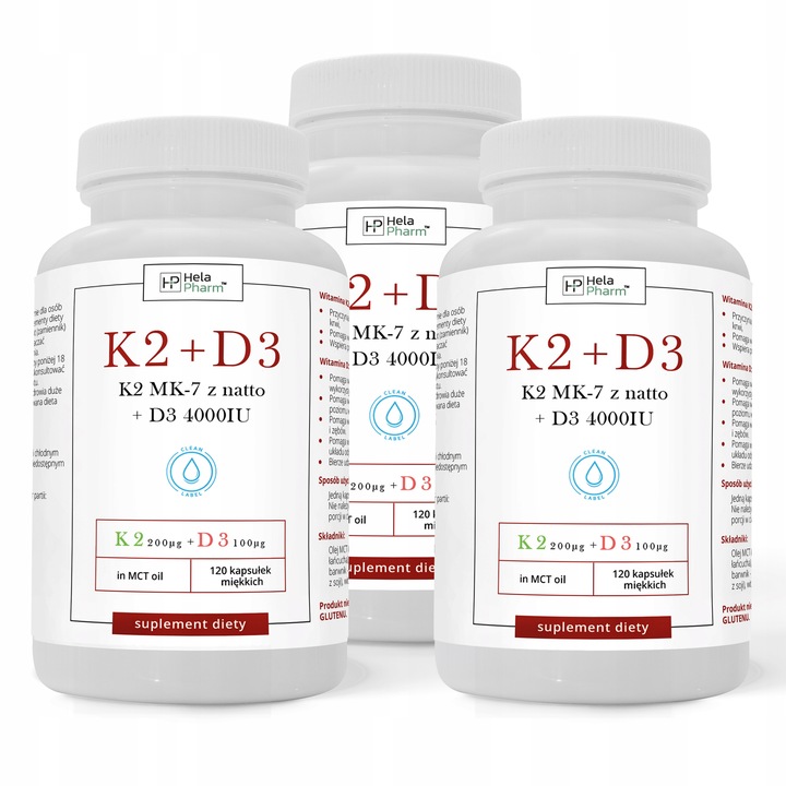 K2 MK-7 200µg+D3 4000IU 100µg w oleju MCT 360 kaps