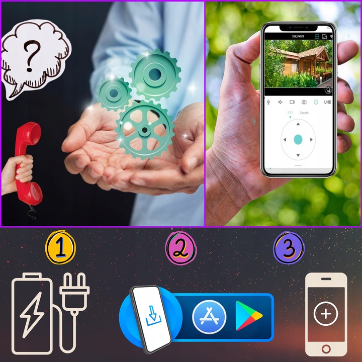 Zewnętrzna Kamera WIFI Obrotowa 8MPx ŚLEDZENIE ~360 stopni UHD NAGRANIA SD