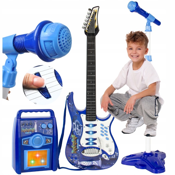 Gitara elektryczna duża dla dzieci Mikrofon Statyw Wzmacniacz Instrument