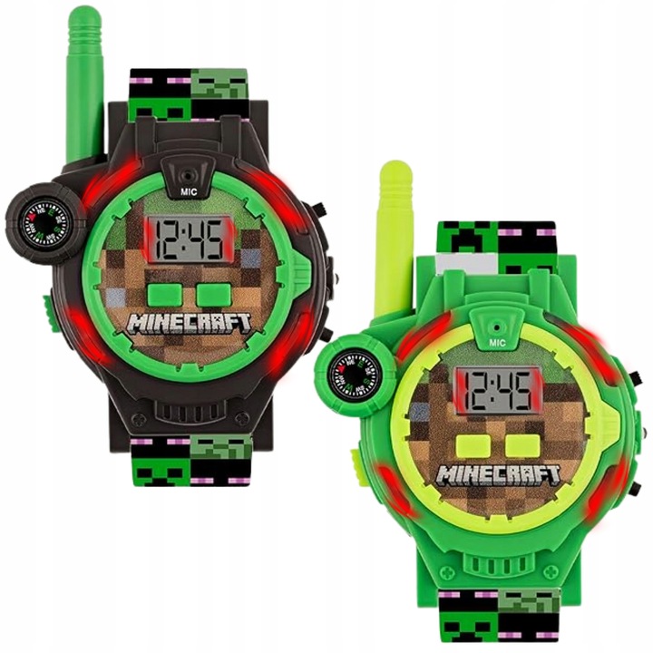 MINECRAFT Creeper Zestaw zegarków z funkcją walkie-talkie, KRÓTKOFALÓWKA