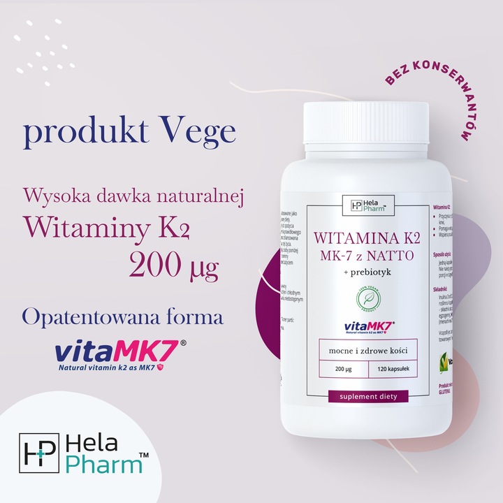 WITAMINA K2 vitaMK7 z NATTO 200µg KOŚCI 120
