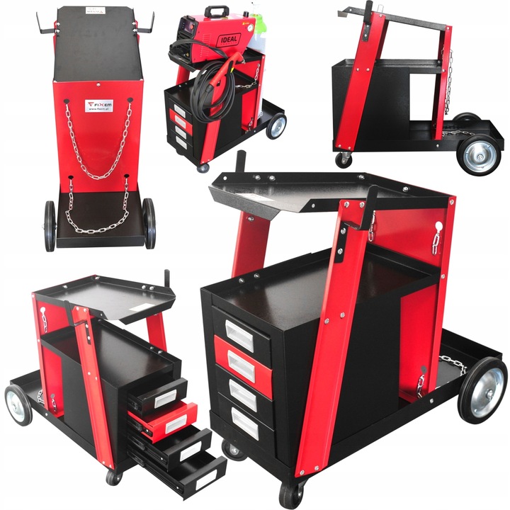 WÓZEK SPAWALNICZY Z SZUFLADAMI DO SPAWARKI MIGOMATU Z PÓŁKĄ NA BUTLĘ