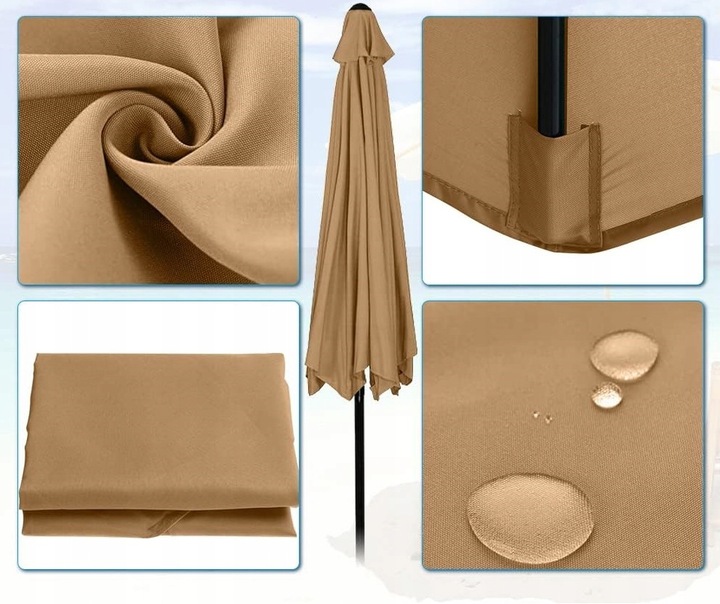 Poszycie wymienne materiał parasola ogrodowego 6 ramion 300cm - khaki