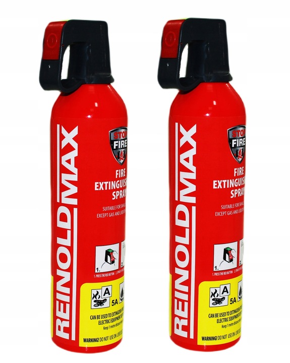 2x SPRAY GAŚNICZY GAŚNICA DOMOWA KUCHENNA REINOLDMAX 750ml A B F /E do 2028