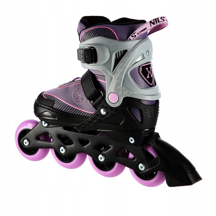 Rolki Z Regulacją Łyżworolki Rekreacyjne Fioletowe Kauczukowe Kółka ABEC-7