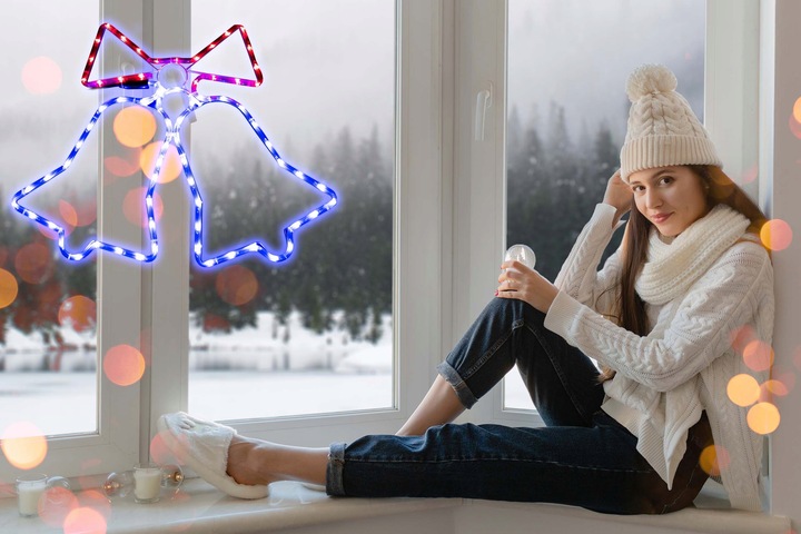 Lampki LED Czerwone Niebieskie Zewnętrzne Świąteczne Dzwonki Choinkowe IP44