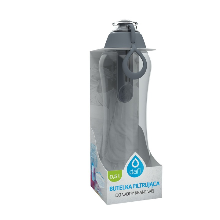 Butelka na Wodę Filtrująca 0,5l Dafi SOFT Stalowa Szara z 4 Filtrami