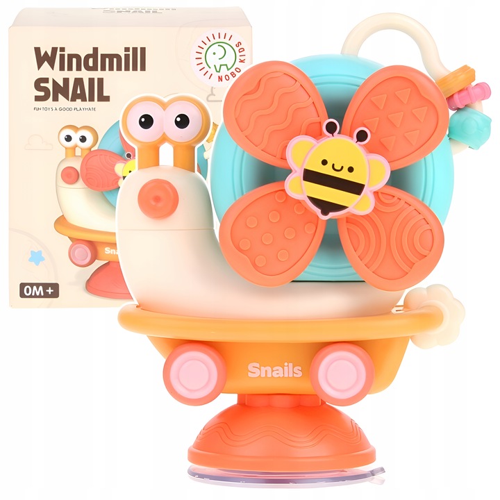 ŚLIMAK SENSORYCZNY JEŻDŻĄCY 4W1 SPINNER Z PRZYSSAWKĄ DLA DZIECI DO KĄPIELI