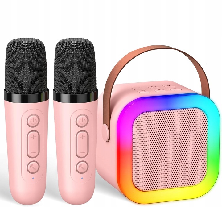 MASZYNA KARAOKE DŹWIĘK STEREO GŁOŚNIK BLUETOOTH 3 TRYBY LED 2 MIKROFONY