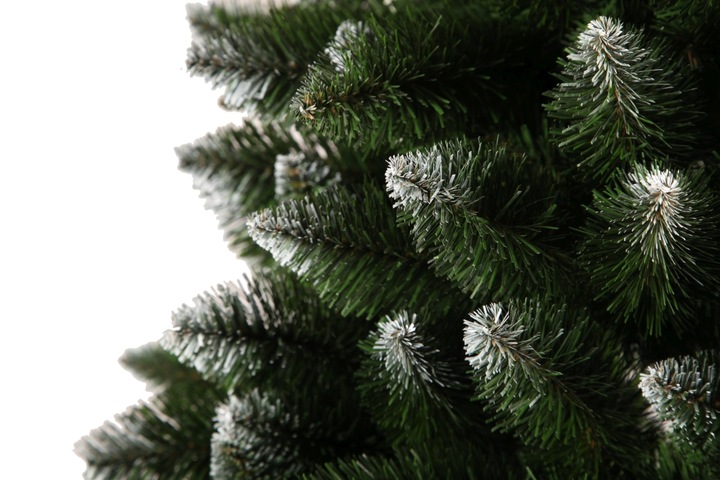 CHOINKA SZTUCZNA ZIELONA JODŁA Z BIAŁYMI KOŃCAMI 180 cm GĘSTA + STOJAK